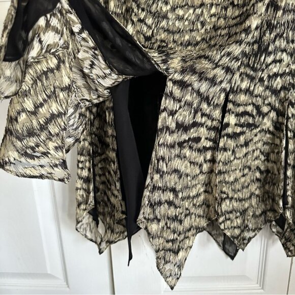 Dana Buchman Womens Silk Animal Print Handkerchief Midi Skirt Sz 10P Whimsigoth - Picture 3 of 13